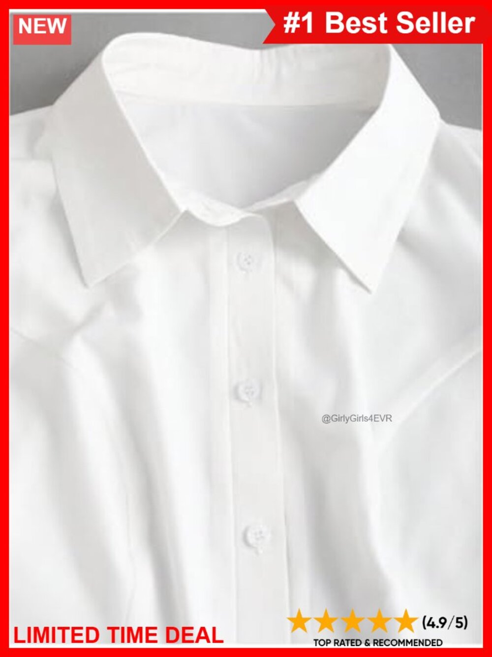 Puff Sleeve Button Down Collar Crop Blouse Business Casual Top - Picture 4 of 4